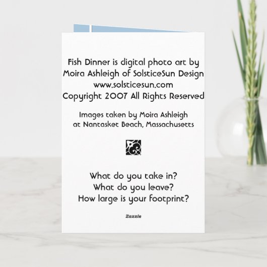 Het Diner van vissen Kaart (Achterkant)