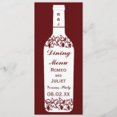 Het Dineren van het Huwelijk van de wijngaard Menu (Voorkant)