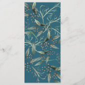 Het dinermenu blauwgroen bladgoud lijst elegant programmakaart (Achterkant)