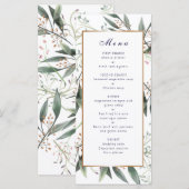 Het dinermenu Groen bladgoud lijst elegant Programmakaart (Voorkant / Achterkant)