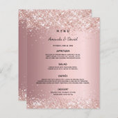 Het dinermenu van de bruiloft gooit roze roze roos (Voorkant / Achterkant)