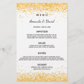 Het dinermenu van de bruiloft witte gouden confett flyer (Voorkant)