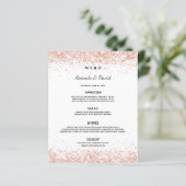 Het dinermenu van de bruiloft witte rozen gouden c (Staand voorkant)