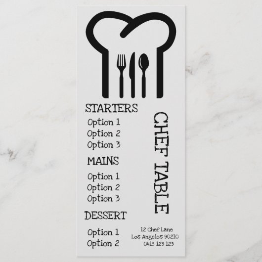 Het dinermenu van het moderne trendy chef-pet rest menu (Voorkant)