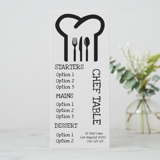 Het dinermenu van het moderne trendy chef-pet rest menu (Staand voorkant)