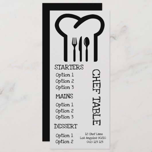 Het dinermenu van het moderne trendy chef-pet rest menu (Voorkant / Achterkant)