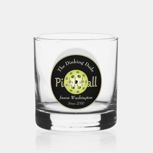 Het Dinking Duo of Dude Pickleball Ball Rocks Whisky Glas (Voorkant)