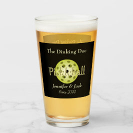 Het Dinking Duo of Dude Pickleball Pint Bier Glas
