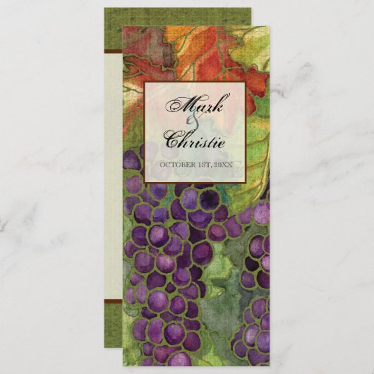 Het Dinner Menu van de bruiloft, Autumn Grape Leaf (Voorkant / Achterkant)