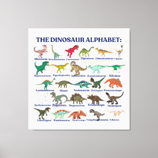 Het Dinosauriërs Alfabet, dinosauriërs en wetensch Canvas Afdruk