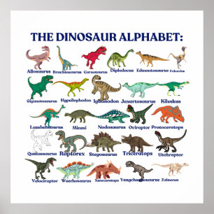 Het Dinosauriërs Alfabet, dinosauriërs en wetensch Poster