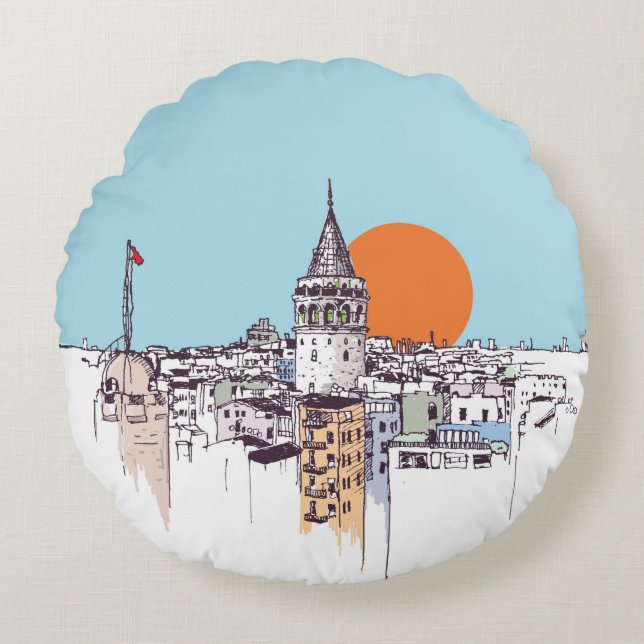 het district Galata Tower en het district Galata i Rond Kussen (Voorkant)