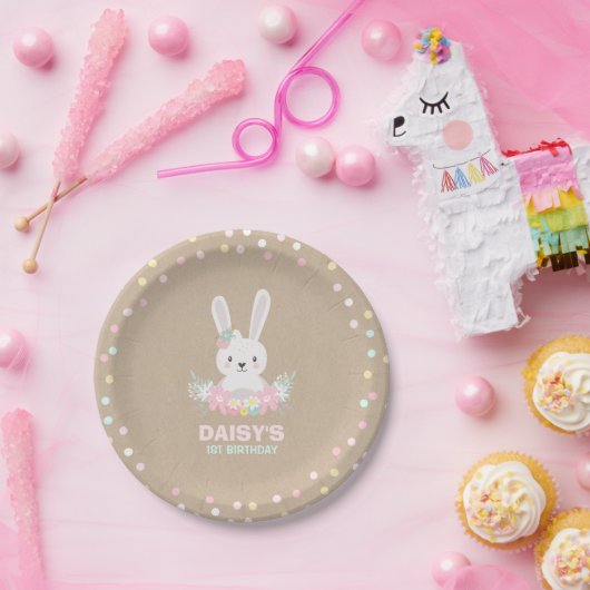 Het Document van de Verjaardag van het konijntje Papieren Bordje (Feest)