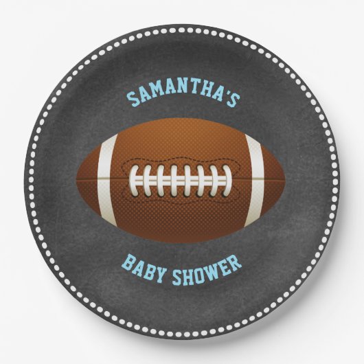 Het Document van het Baby shower van het FOOTBALL Papieren Bordje (Voorkant)