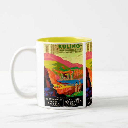 Het doden van  Chinese reisposter. Tweekleurige Koffiemok (Links)