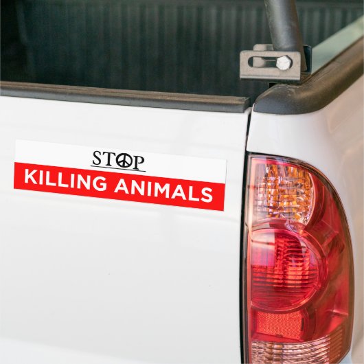 het doden van dieren stoppen bumpersticker (Op Truck)
