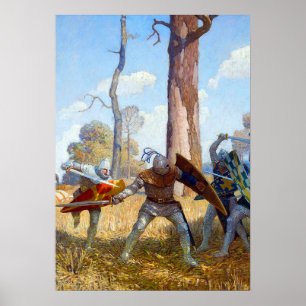 Het doden van Sir Lamorak, 1922 door N.C. Wyeth Poster