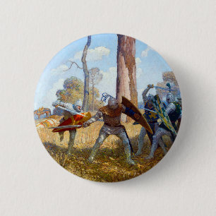 Het doden van Sir Lamorak, 1922 door N.C. Wyeth Ronde Button 5,7 Cm