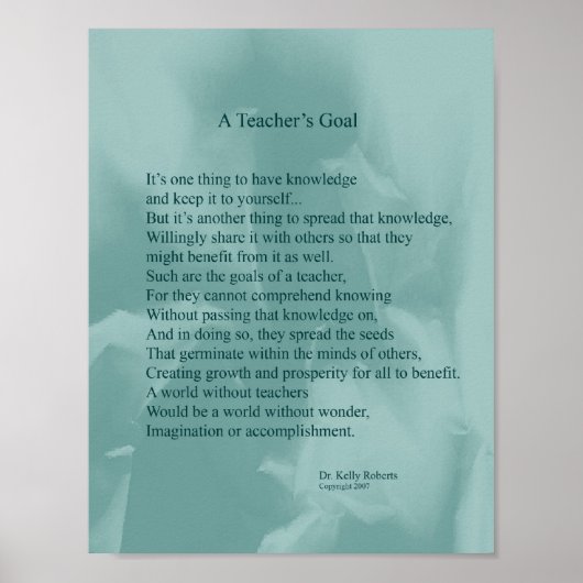 Het doel van een leraar poster (Voorkant)