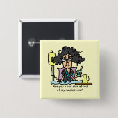 Het Donkere Haar van de Bijwerking van het Vierkante Button 5,1 Cm (Voorkant /achterkant)