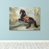 Het donkere paard 'Valido' Canvas Afdruk (Insitu (Houten vloer))