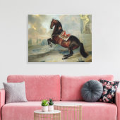Het donkere paard 'Valido' Canvas Afdruk (Insitu (Woonkamer))