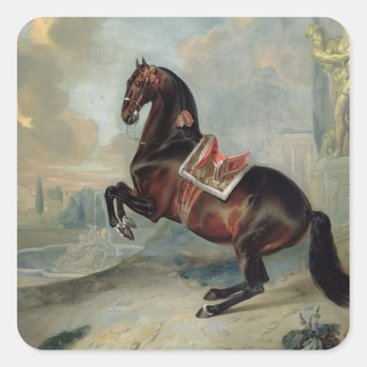 Het donkere paard 'Valido' Vierkante Sticker (Voorkant)