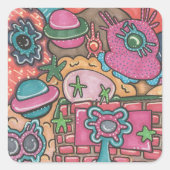 Het Doodle systeem Vierkante Sticker (Voorkant)