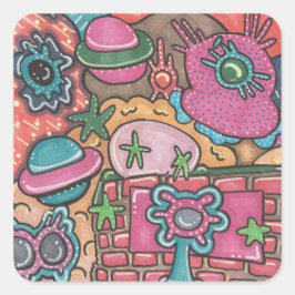 Het Doodle systeem Vierkante Sticker