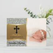 Het doopsel dankt u het Zilveren Goud van de Foto Bedankkaart (Staand voorkant)