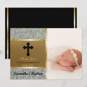 Het doopsel dankt u het Zilveren Goud van de Foto Bedankkaart (Voorkant / Achterkant)