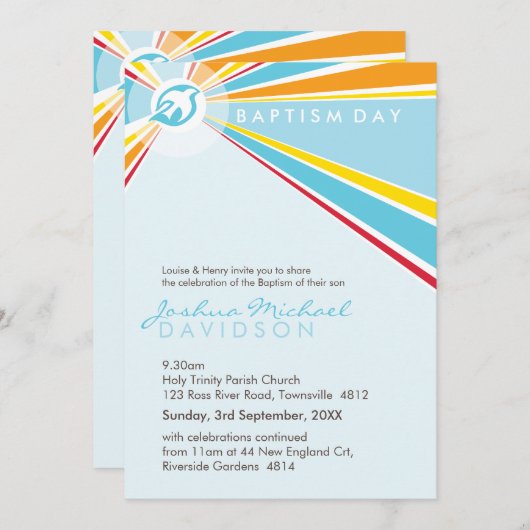 HET DOOPSEL NODIGT: UIT: moderne duif 5P Kaart (Voorkant / Achterkant)