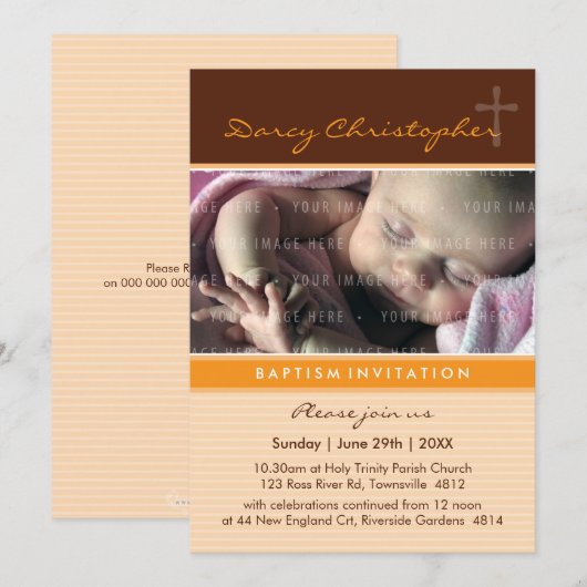 HET DOOPSEL VAN DE FOTO NODIGT: UIT: geloof 4P Kaart (Voorkant / Achterkant)