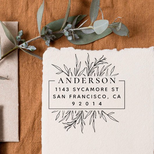 Het door de hand getrokken Adres van de NaamTerugk Rubberstempel