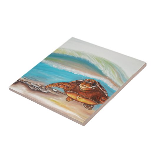 Het doorbreken van de waterrust Zee schildpad Tegeltje (Zijkant)