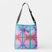 Het doorprikken van de heldere regenboogkunst Mand Crossbody Tas (Achterkant)