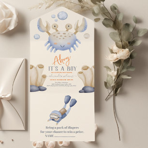 Het doorsturen van Waterverf onder het Baby shower All In One Uitnodiging