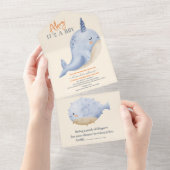 Het doorsturen van Waterverf onder het Baby shower All In One Uitnodiging (Afscheurbaar)