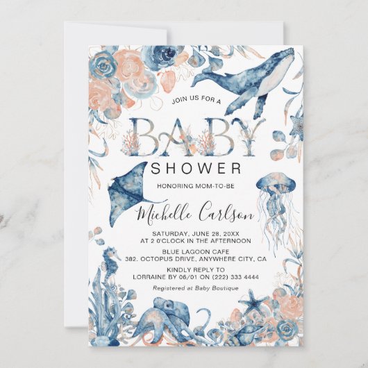 Het doorsturen van Waterverf onder het Baby shower Kaart (Voorkant)