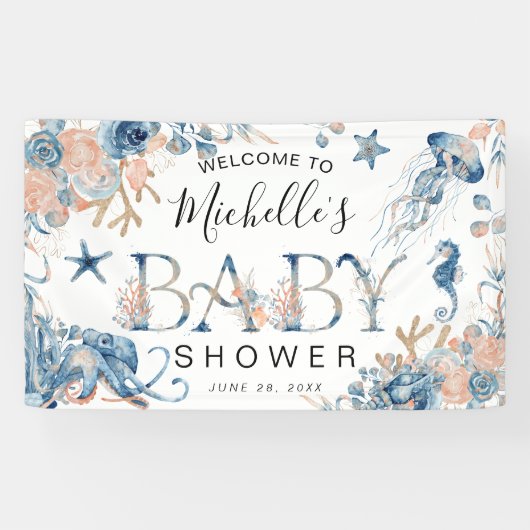 Het doorsturen van Waterverf onder het Baby shower Spandoek (Horizontaal)