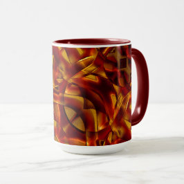 Het doorweven van verbrande oranje banden, gesculp mok