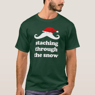 Het doorzoeken van de sneeuw - grappige kerstmusta t-shirt