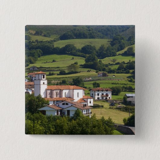Het dorp Amaiur in de Baztan-vallei van Vierkante Button 5,1 Cm (Voorkant)
