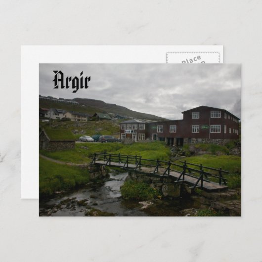 Het dorp Argir in de Faeröer: Briefkaart (Voorkant / Achterkant)