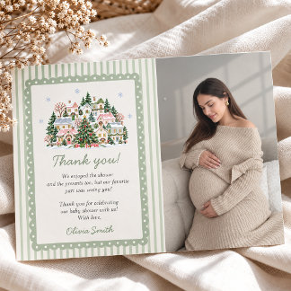 Het Dorp Baby Shower Foto Bedankkaart