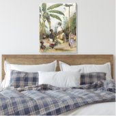 Het dorp Barber, bord 6 uit 'Indianen', engrav Canvas Afdruk (Insitu (Slaapkamer))