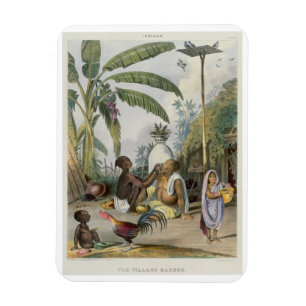 Het dorp Barber, bord 6 uit 'Indianen', engrav Magneet