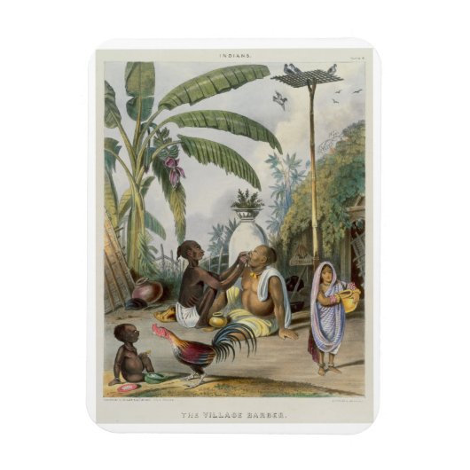 Het dorp Barber, bord 6 uit 'Indianen', engrav Magneet (Verticaal)