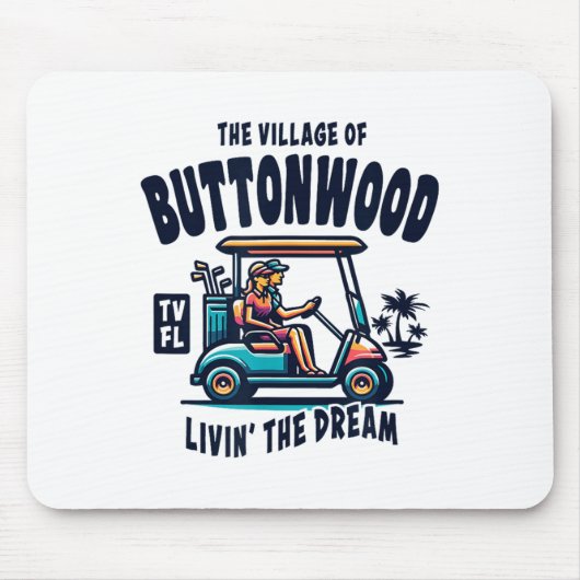 Het dorp Buttonwood Golfkar ontwerp Muismat (Voorkant)
