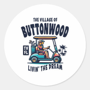 Het dorp Buttonwood golfkar ontwerp Ronde Sticker